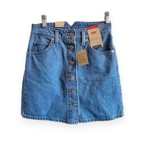 Levi's Women's Notch A-line Button Front Jean Skirt DenimMini Skirt Size 24 (00)